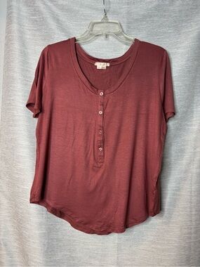 Marlow Short Sleeve Henley Top - Rust